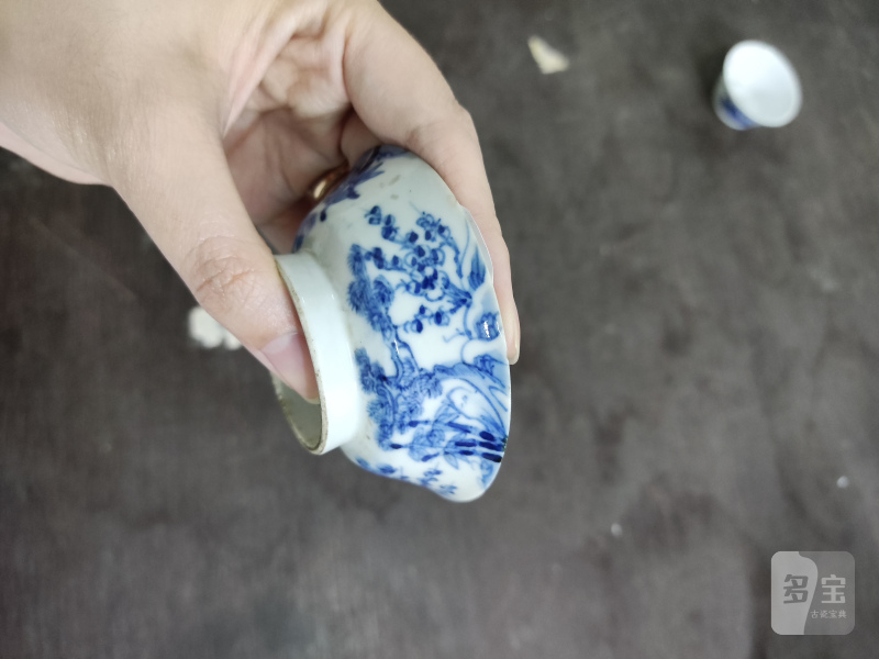清 青花山水纹杯、青花人物纹杯 - 图9